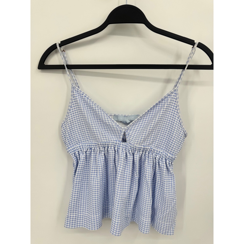 Hill House Sleep Tank Women S Blue Gingham Organic Cotton Peplum Keyhole